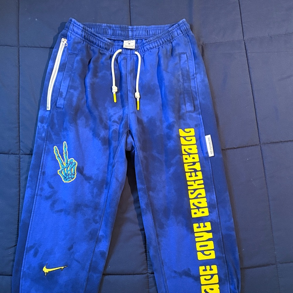 Nike Youth Blue Joggers with Yellow Details